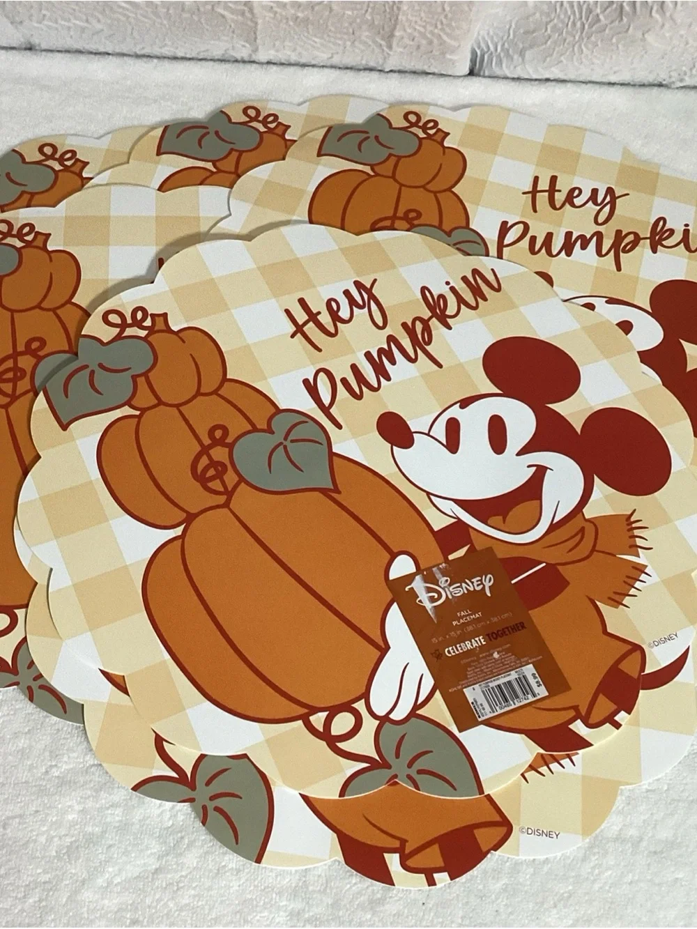 Disney Mickey Mouse Hey Pumpkin Celebrate Together Set of 6 Fall Placemats NEW